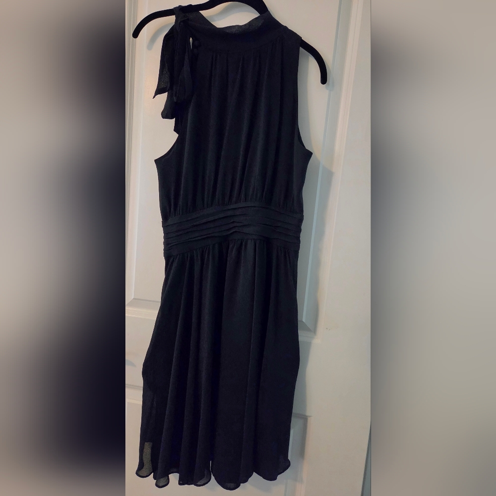 Banana Republic Black Sleeveless Midi Dress with Tie Neck